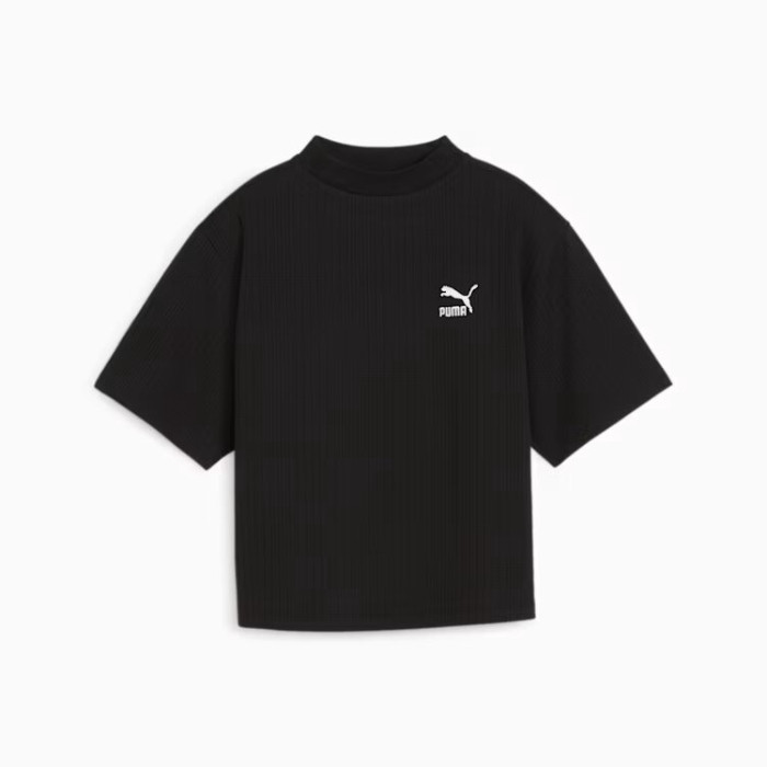 PUMA CLASSICS Ribbed Relaxed Mock Neck Tee